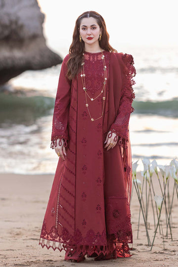Embroidered Lawn 3 Piece Unstitched Shirt With Khadi Net Embroidered Dupatta-5402