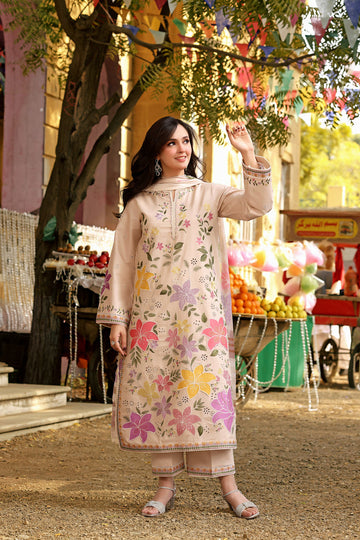 Embroidered Lawn 3 Piece Unstitched Shirt With Digital Printed Jacquard Dupatta-5245