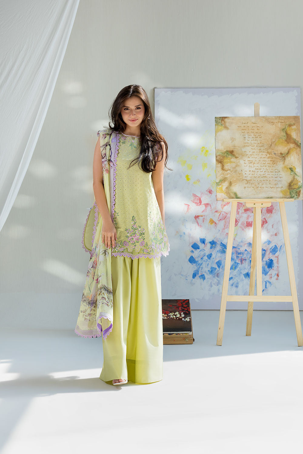 Embroidered Lawn 3 Piece Unstitched Shirt With Digital Printed Chiffon Dupatta-5253