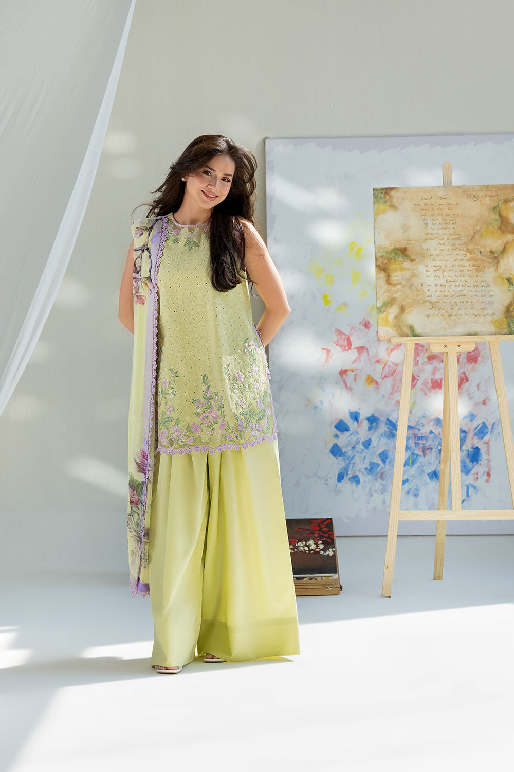 Embroidered Lawn 3 Piece Unstitched Shirt With Digital Printed Chiffon Dupatta-5253