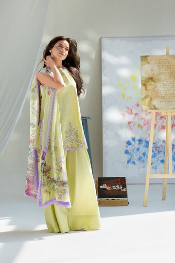 Embroidered Lawn 3 Piece Unstitched Shirt With Digital Printed Chiffon Dupatta-5253