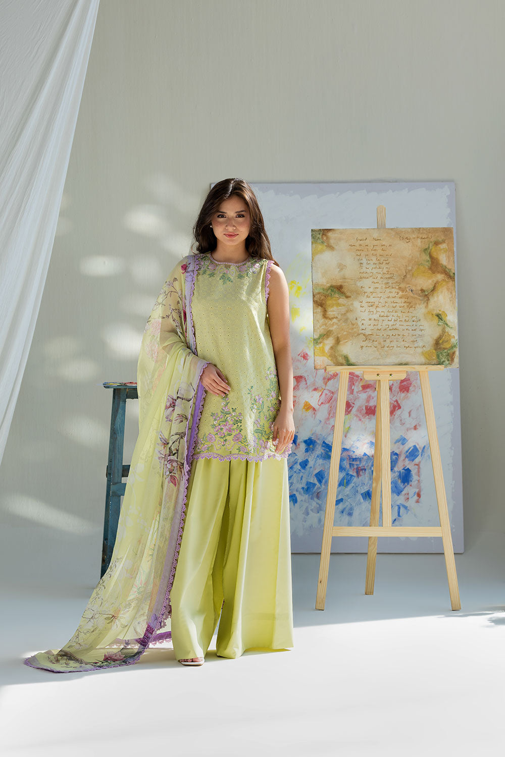Embroidered Lawn 3 Piece Unstitched Shirt With Digital Printed Chiffon Dupatta-5253