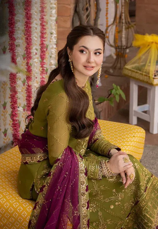 Embroidered Lawn 3 Piece Unstitched Shirt With Chiffon Embroidered Dupatta-5020