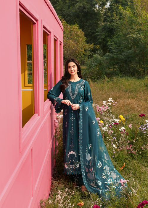 Embroidered Lawn 3 Piece Unstitched Shirt With Khadi Net Printed Dupatta-5263