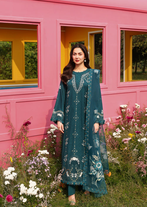 Embroidered Lawn 3 Piece Unstitched Shirt With Khadi Net Printed Dupatta-5263