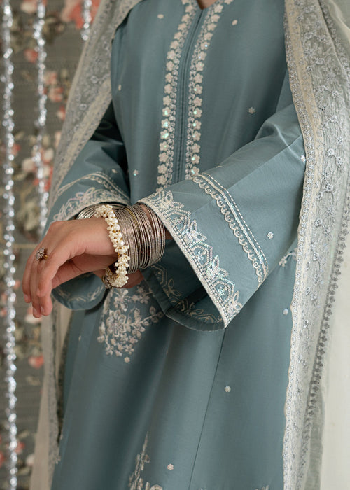 Embroidered Lawn 3 Piece Unstitched With Khadi Net Embroidered Dupatta-5313