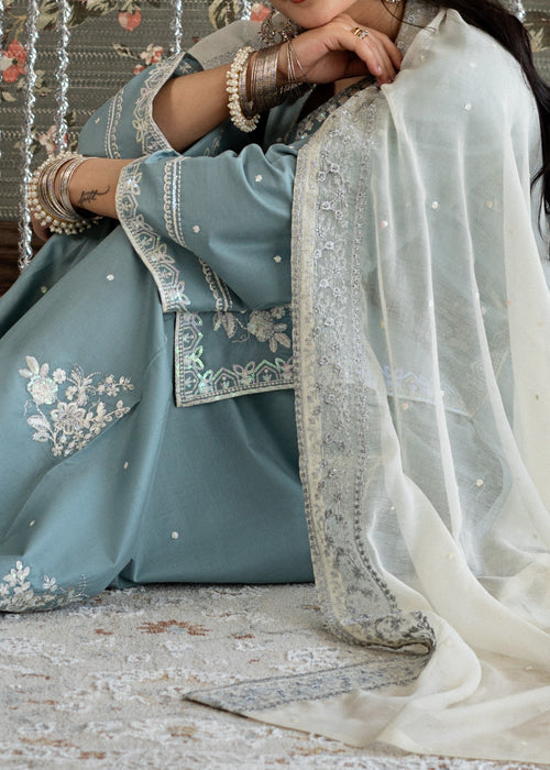 Embroidered Lawn 3 Piece Unstitched With Khadi Net Embroidered Dupatta-5313