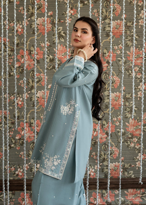 Embroidered Lawn 3 Piece Unstitched With Khadi Net Embroidered Dupatta-5313