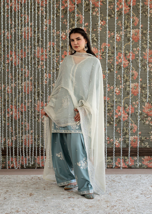 Embroidered Lawn 3 Piece Unstitched With Khadi Net Embroidered Dupatta-5313
