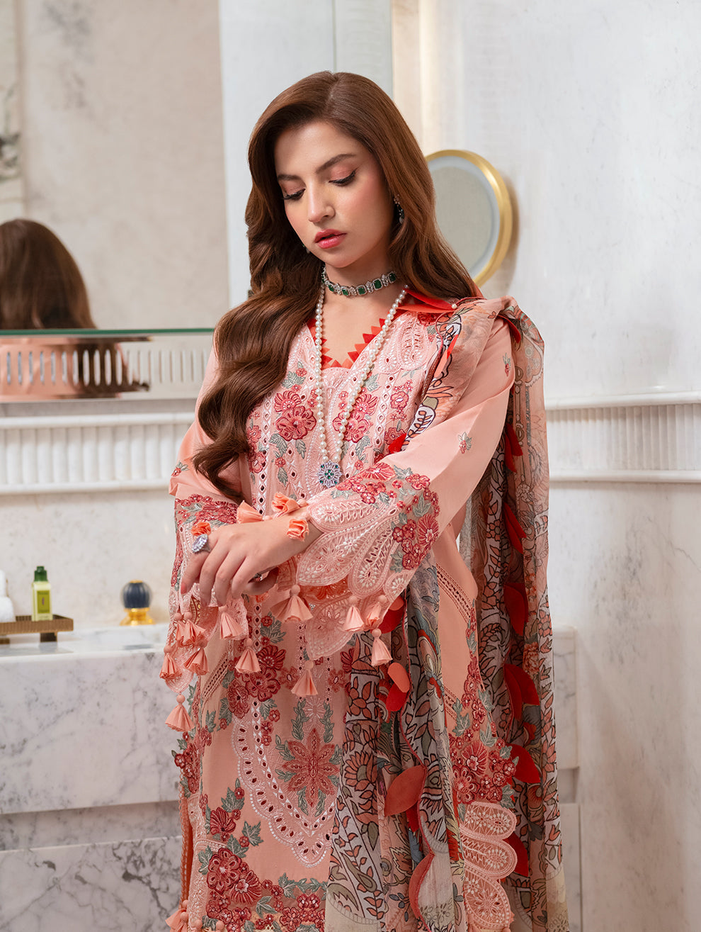 Embroidered Lawn 3 Piece Unstitched Shirt With Digital Printed Jacquard Dupatta-5271