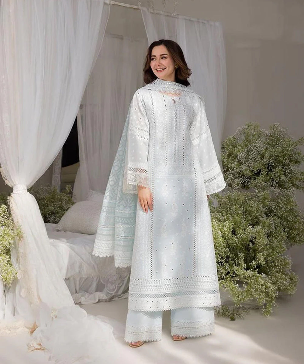 Embroidered Lawn 3 Piece Unstitched Shirt with Digital Printed Chiffon Dupatta-5103