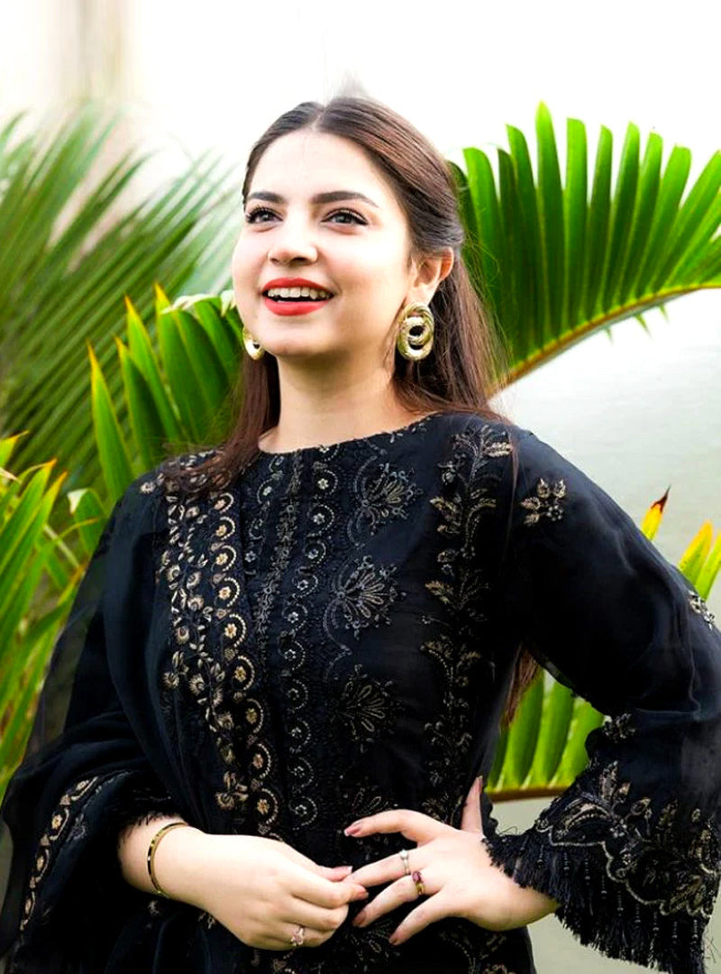 Embroidered Lawn 3 Piece Unstitched Shirt with Organza Embroidered Dupatta- 5012