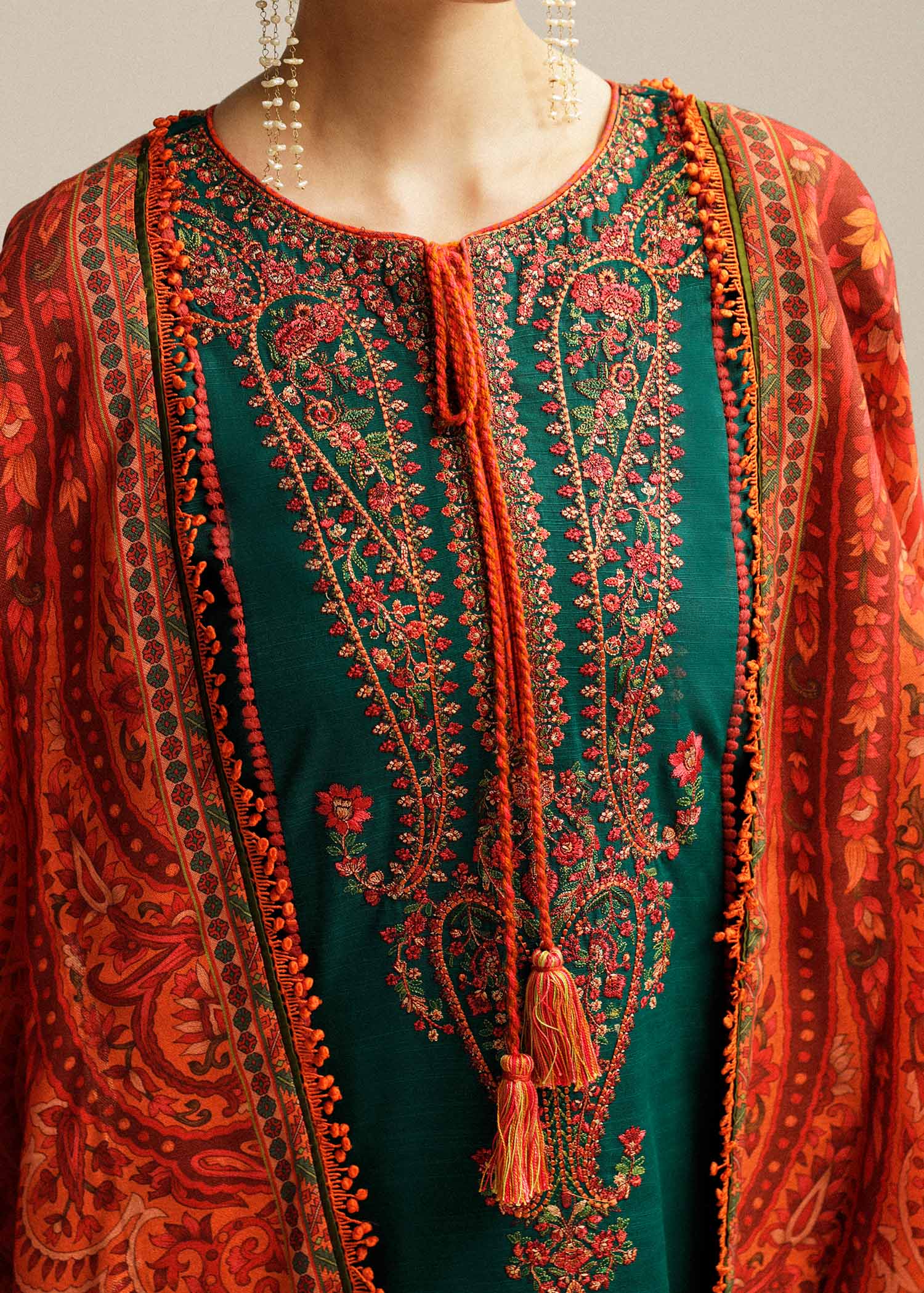 Embroidered Lawn 3 Piece Unstitched Shirt with Digital Printed Jacquard Dupatta-5113