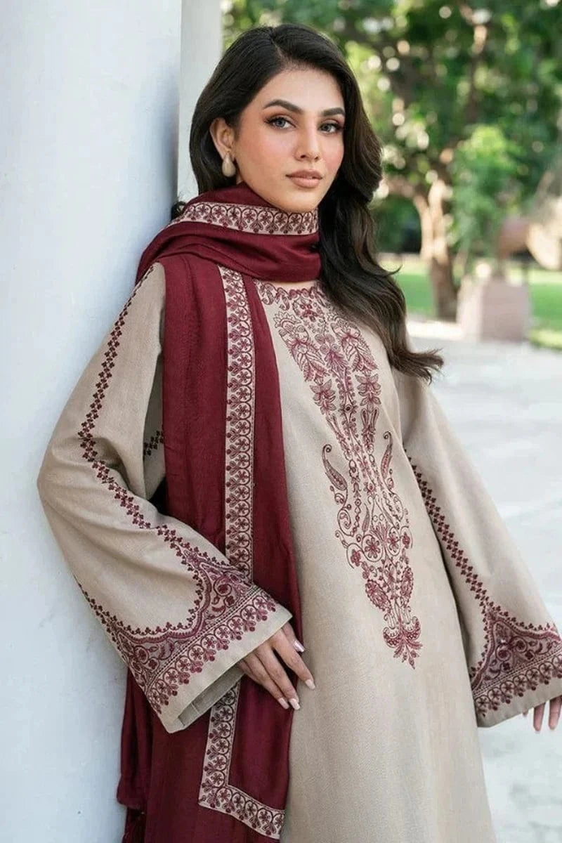 Embroidered Lawn 3 Piece Unstitched Shirt with Digital Printed Jacquard Dupatta-5045
