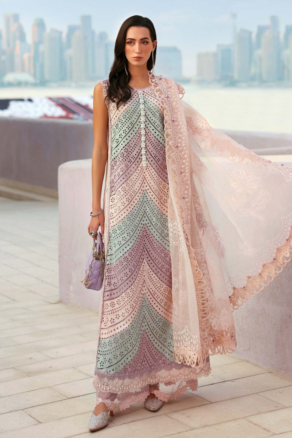 Embroidered Lawn 3 Piece Unstitched With Silk Embroidered Dupatta-5296
