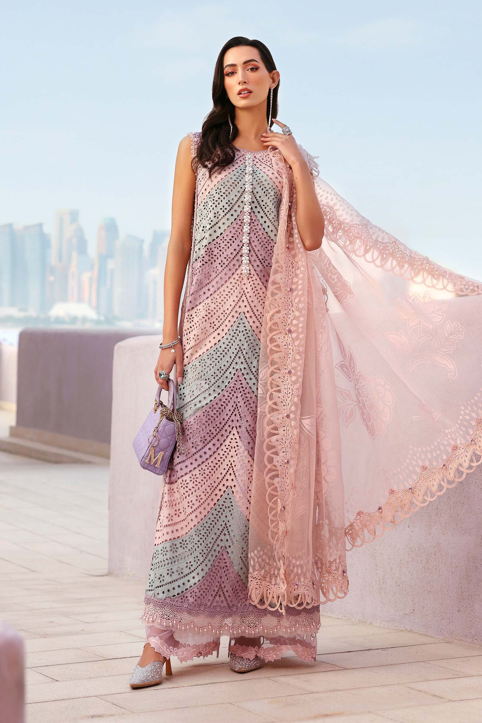 Embroidered Lawn 3 Piece Unstitched With Silk Embroidered Dupatta-5296