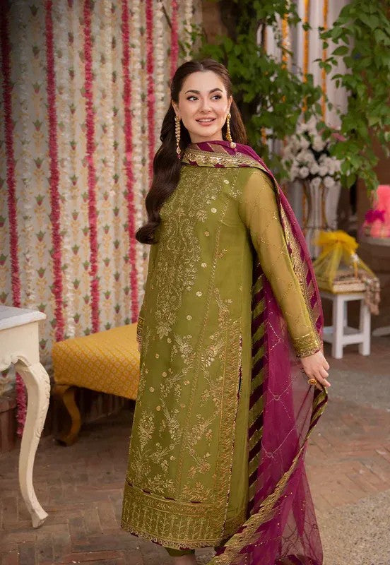 Embroidered Lawn 3 Piece Unstitched Shirt With Chiffon Embroidered Dupatta-5020