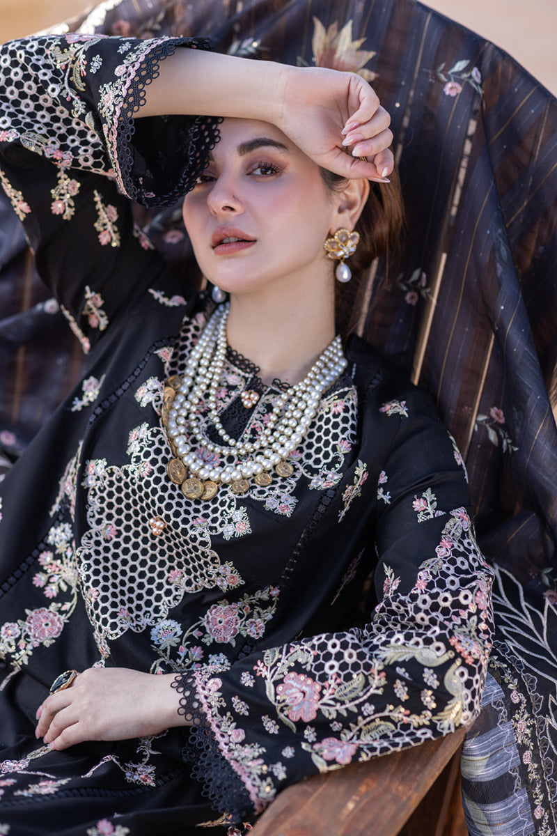 Embroidered Lawn 3 Piece Unstitched With Organza Embroidered Dupatta-5400