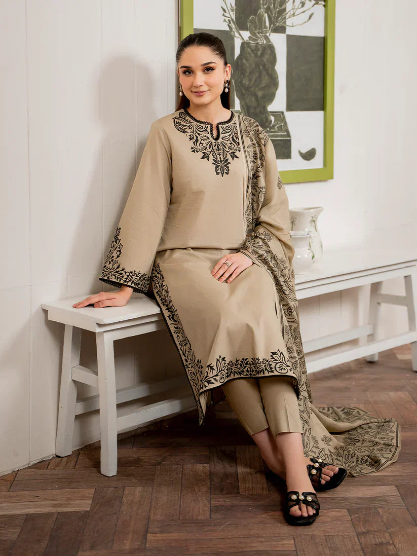 Embroidered Lawn 3 Piece Unstitched Shirt Shirt with Digital Printed Jacquard Dupatta-5093