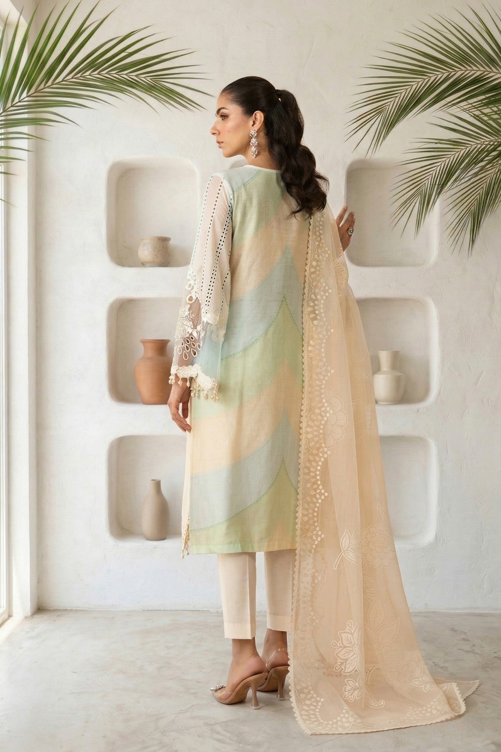 Embroidered Lawn 3 Piece Unstitched Shirt With Silk Printed Dupatta-5272