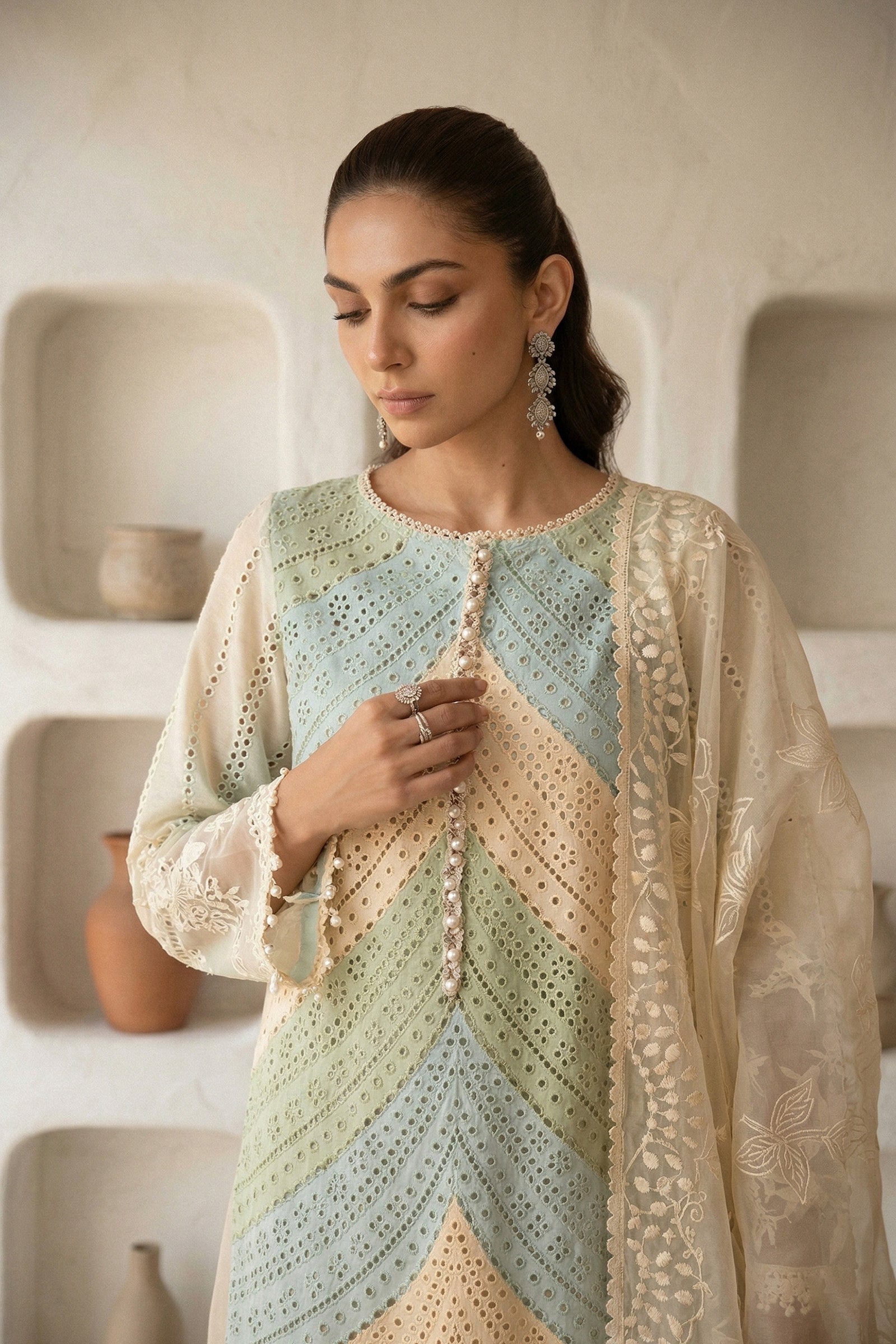 Embroidered Lawn 3 Piece Unstitched Shirt With Silk Printed Dupatta-5272