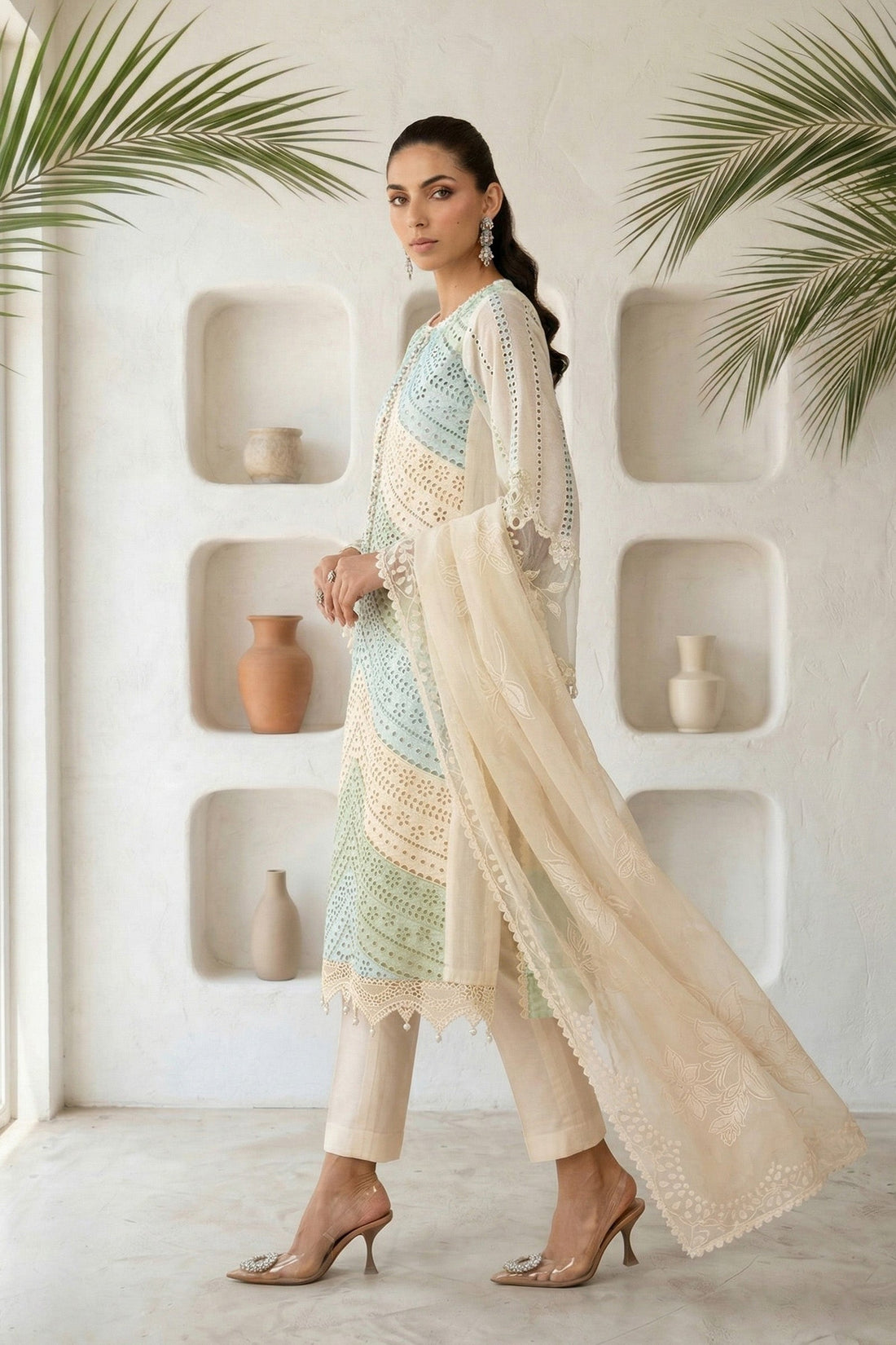 Embroidered Lawn 3 Piece Unstitched Shirt With Silk Printed Dupatta-5272