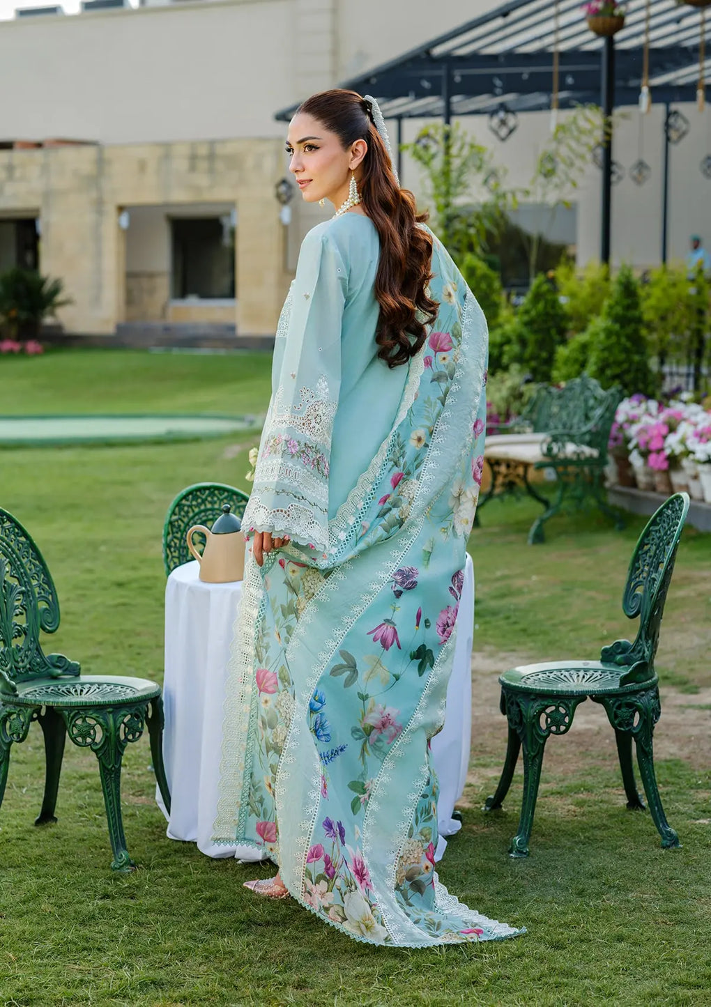 Embroidered Lawn 3 Piece Unstitched Shirt With Khadi Net Embroidered Dupatta-5317