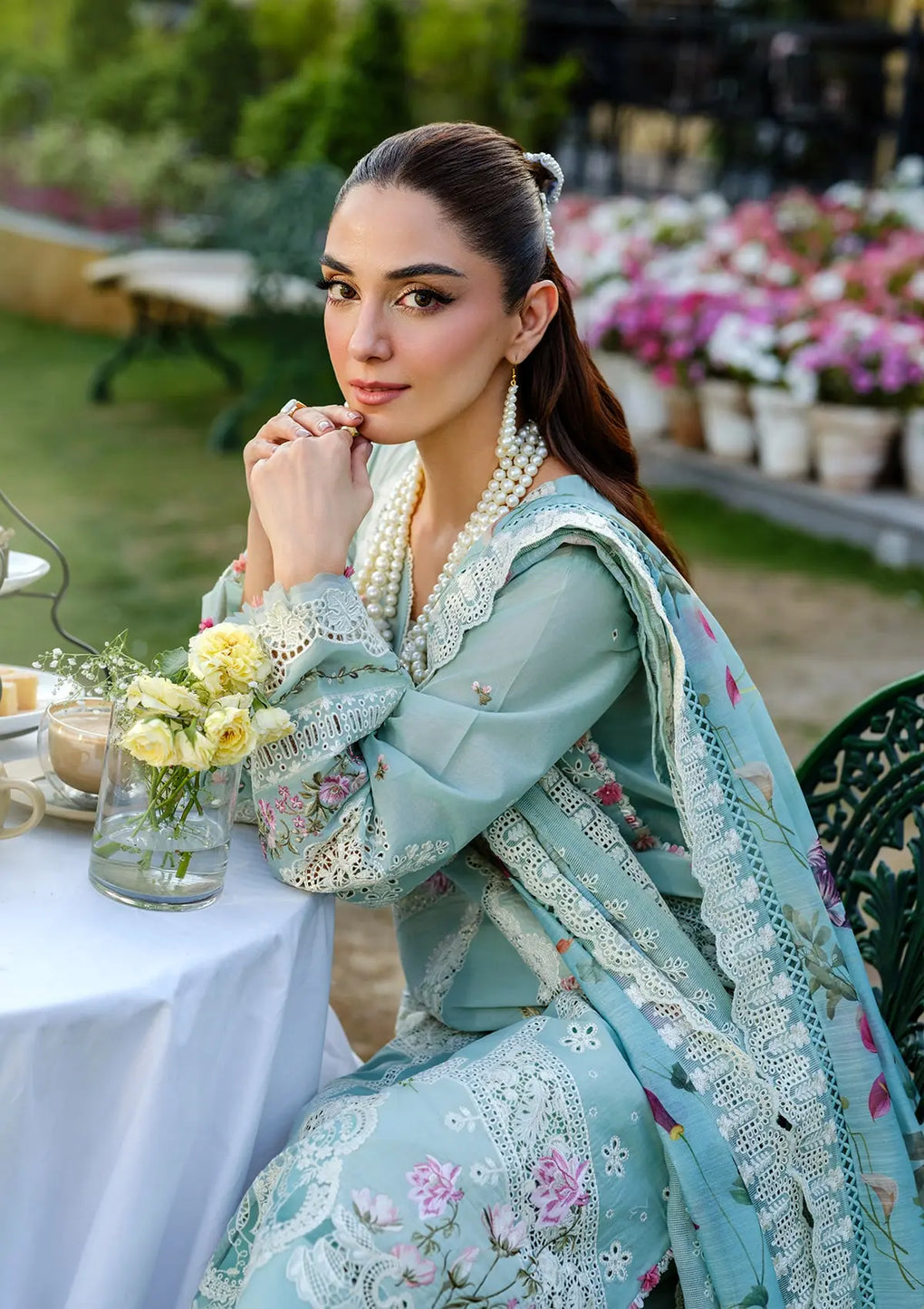Embroidered Lawn 3 Piece Unstitched Shirt With Khadi Net Embroidered Dupatta-5317