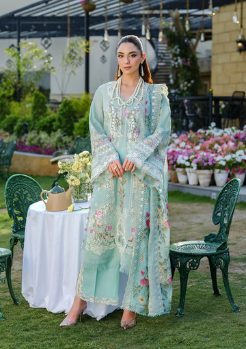 Embroidered Lawn 3 Piece Unstitched Shirt With Khadi Net Embroidered Dupatta-5317