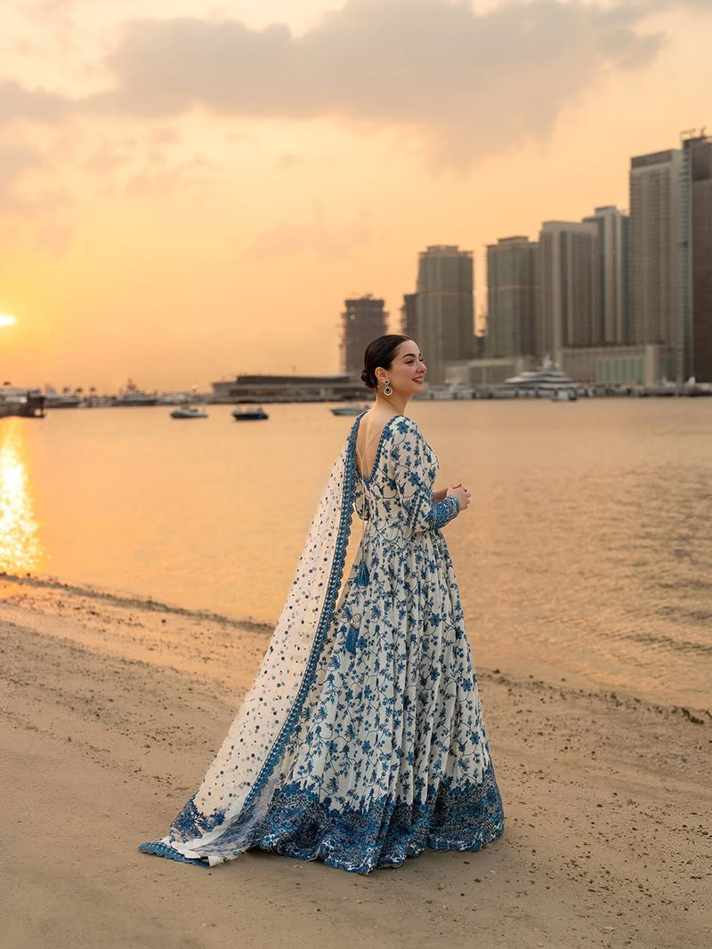 Embroidered Lawn 3 Piece Unstitched Shirt With Khadi Net Embroidered Dupatta-5276