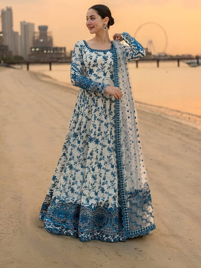 Embroidered Lawn 3 Piece Unstitched Shirt With Khadi Net Embroidered Dupatta-5276