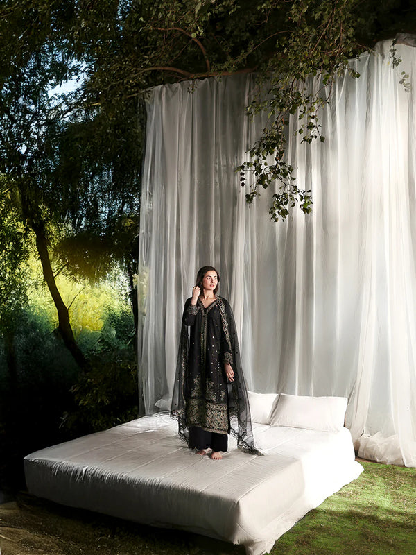 Embroidered Lawn 3 Piece Unstitched With Organza Embroidered Dupatta-5299