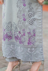 Embroidered Lawn 3 Piece Unstitched Shirt with Chiffon Embroidered Dupatta-5155