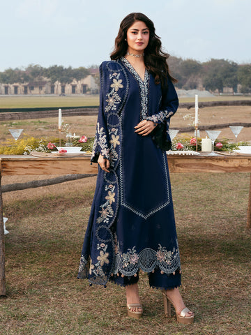 Embroidered Lawn 3 Piece Unstitched With Organza Embroidered Dupatta-5270