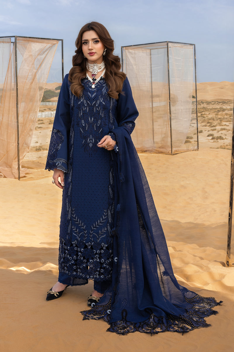 Embroidered Lawn 3 Piece Unstitched With Khadi Net Embroidered Dupatta-5315