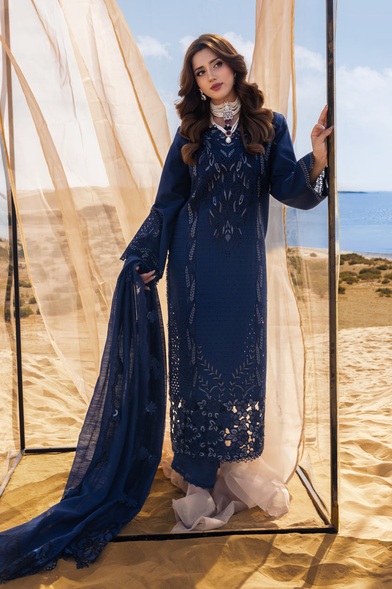 Embroidered Lawn 3 Piece Unstitched With Khadi Net Embroidered Dupatta-5315