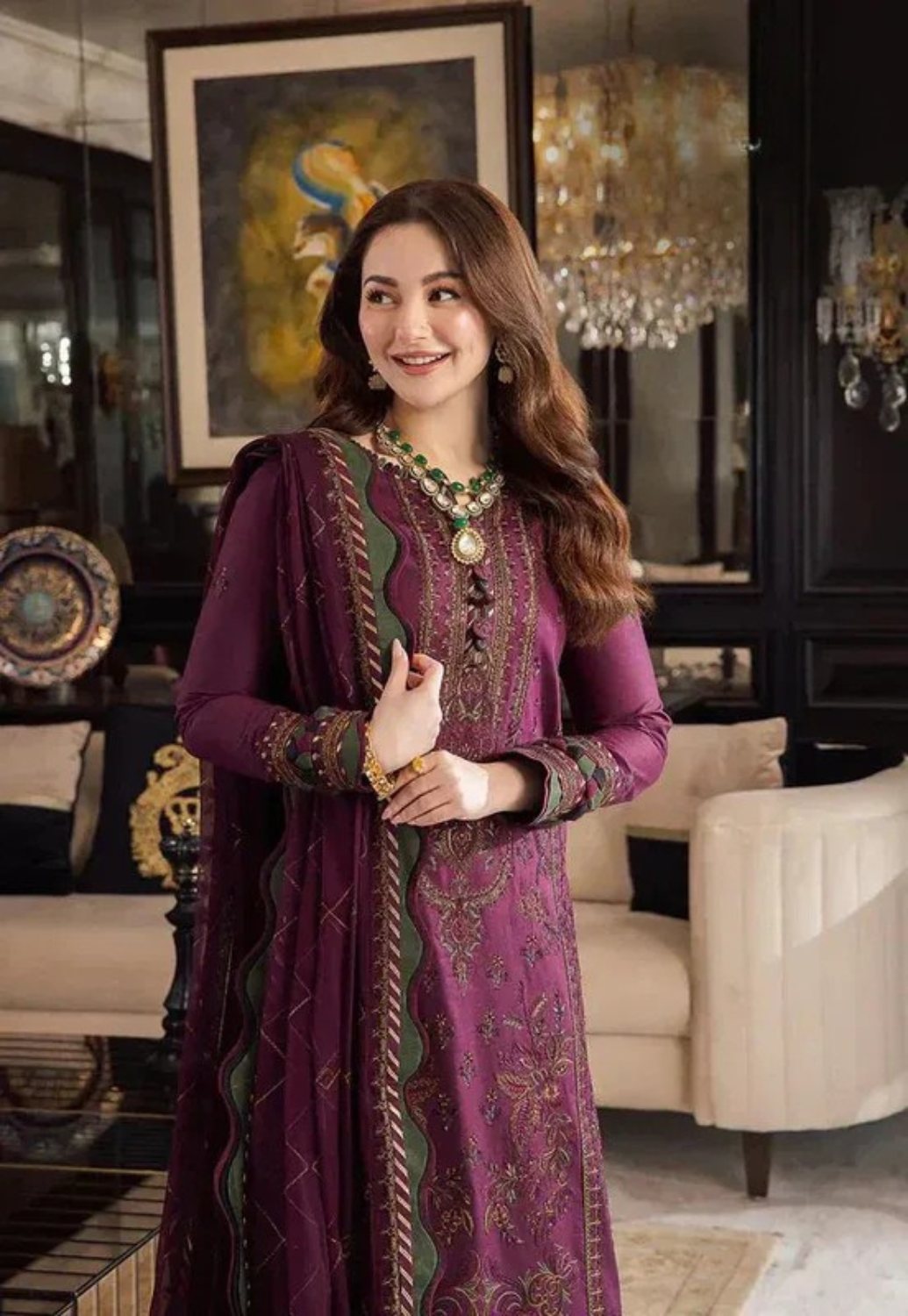 Embroidered Lawn 3 Piece Unstitched Shirt With Chiffon Embroidered Dupatta- 5015