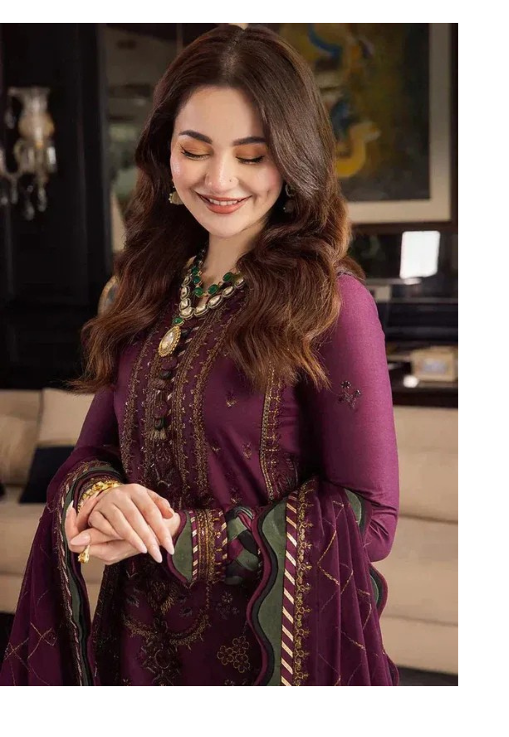 Embroidered Lawn 3 Piece Unstitched Shirt With Chiffon Embroidered Dupatta- 5015
