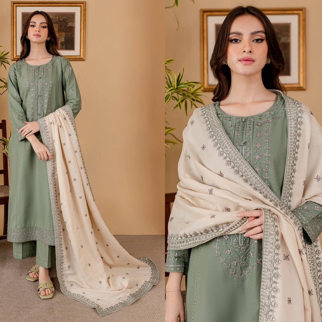 Embroidered Lawn 3 Piece Unstitched Shirt With Lawn Embroidered Dupatta-5029