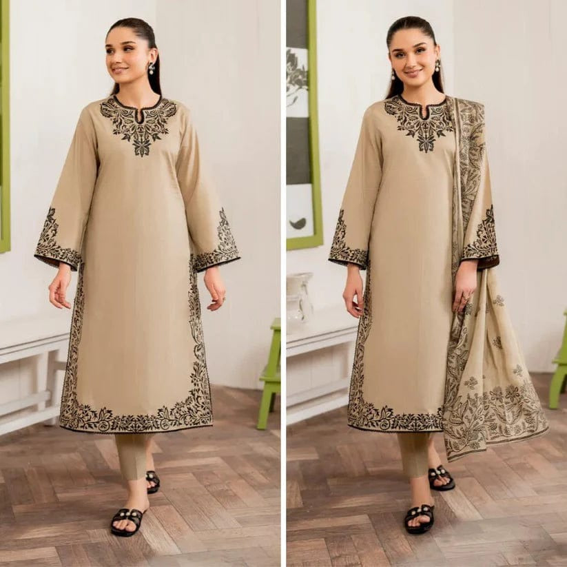 Embroidered Lawn 3 Piece Unstitched Shirt Shirt with Digital Printed Jacquard Dupatta-5093