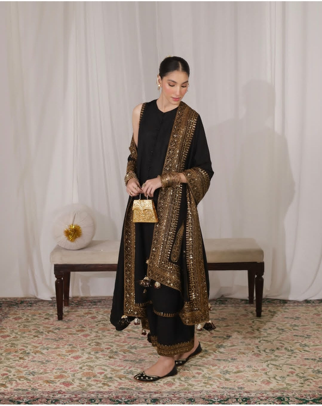 Embroidered Lawn 3 Piece Unstitched Shirt with Organza Sequins Embroidered Dupatta- 5135