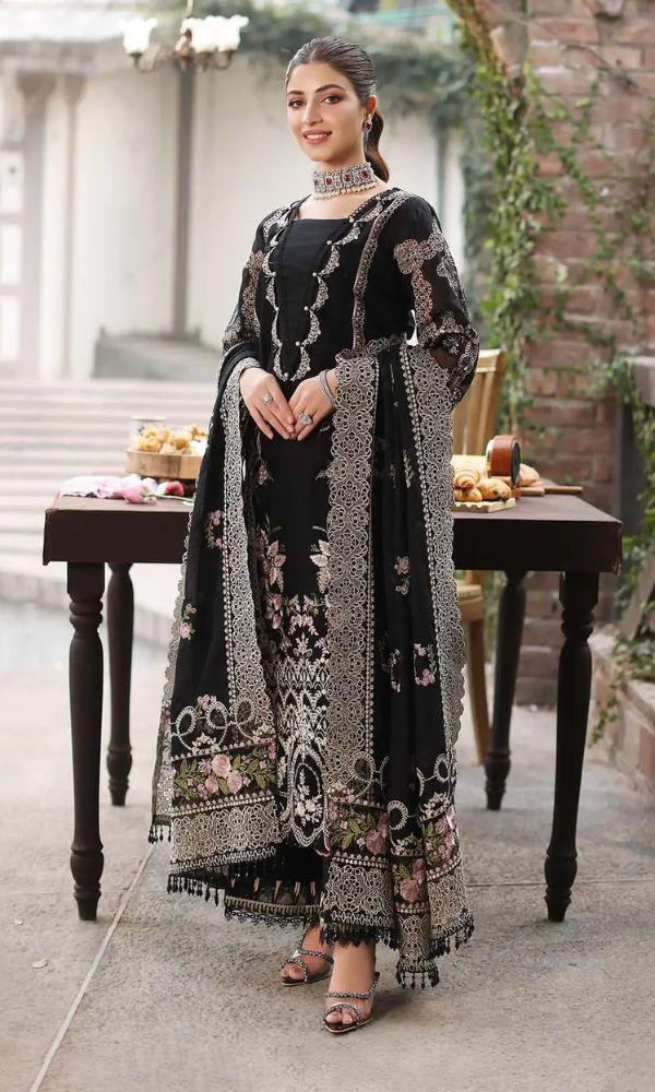 Embroidered Lawn 3 Piece Unstitched With Organza Embroidered Dupatta-5311